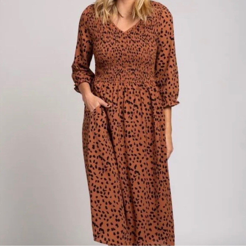 Smocked animal print dress